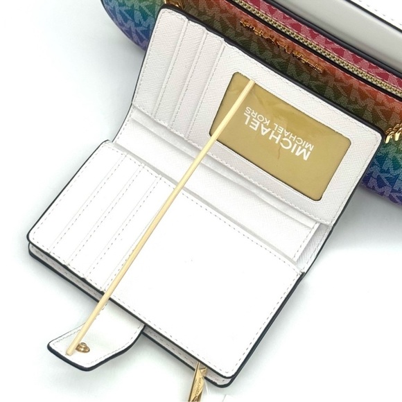Michael Kors Large Signature Logo Crossbody Bag & Matching Bifold Wallet Rainbow - Picture 11 of 13